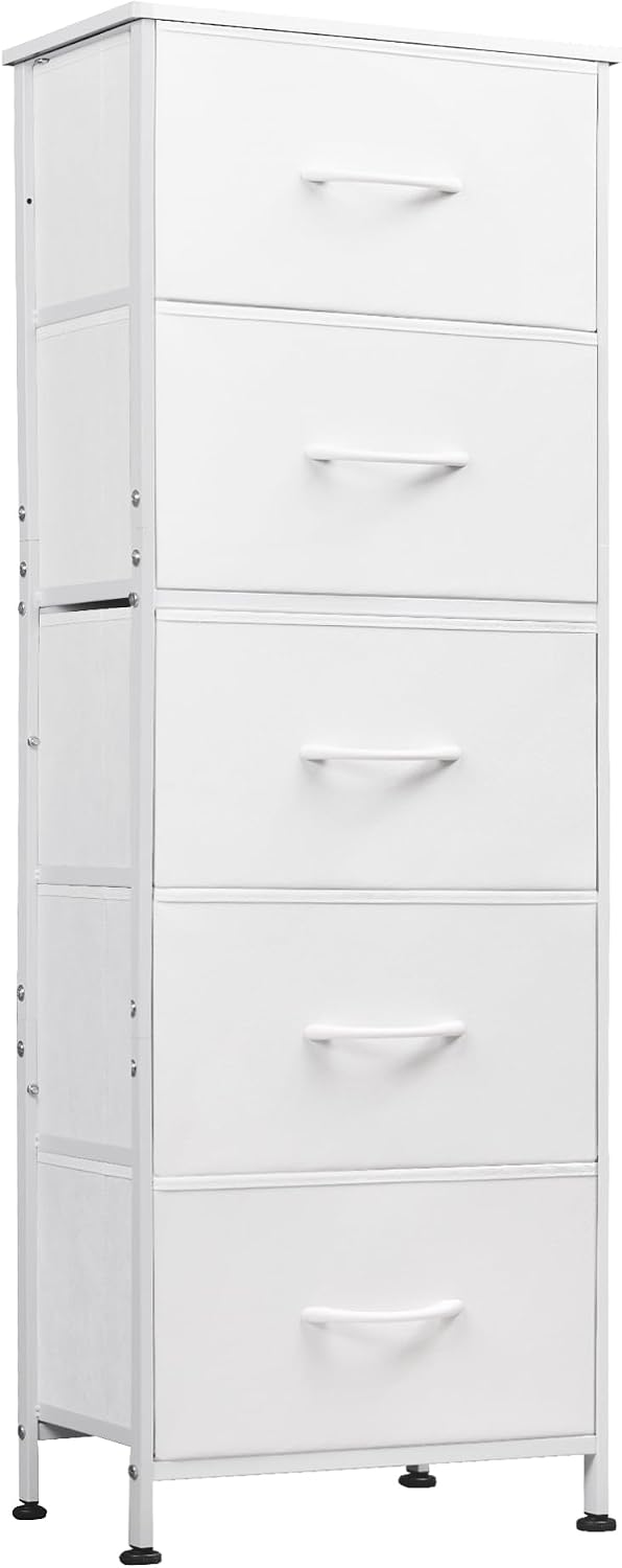 White 5-Drawer Fabric Dresser