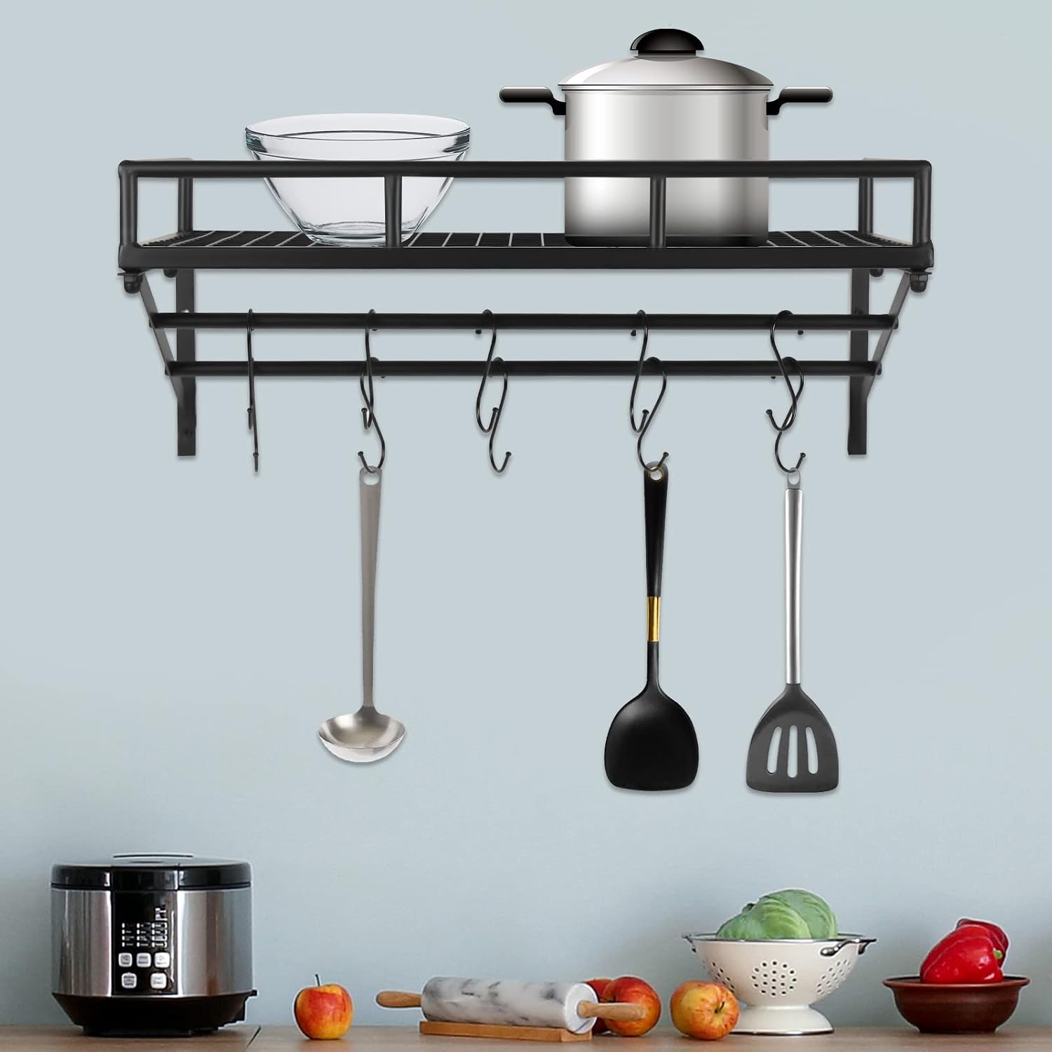 Iron Wall Pot Rack 10 Hooks