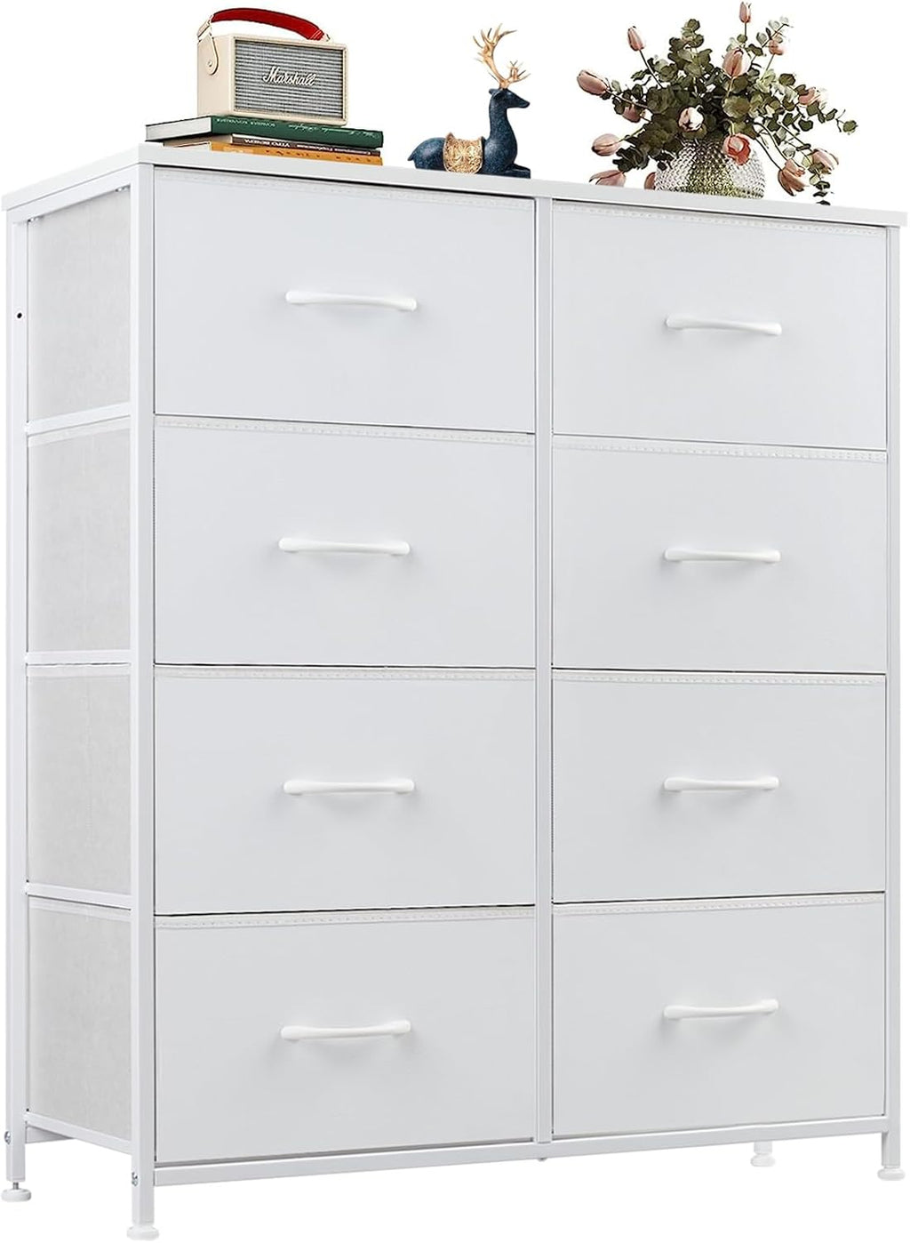 White 8-Drawer Fabric Storage Tower