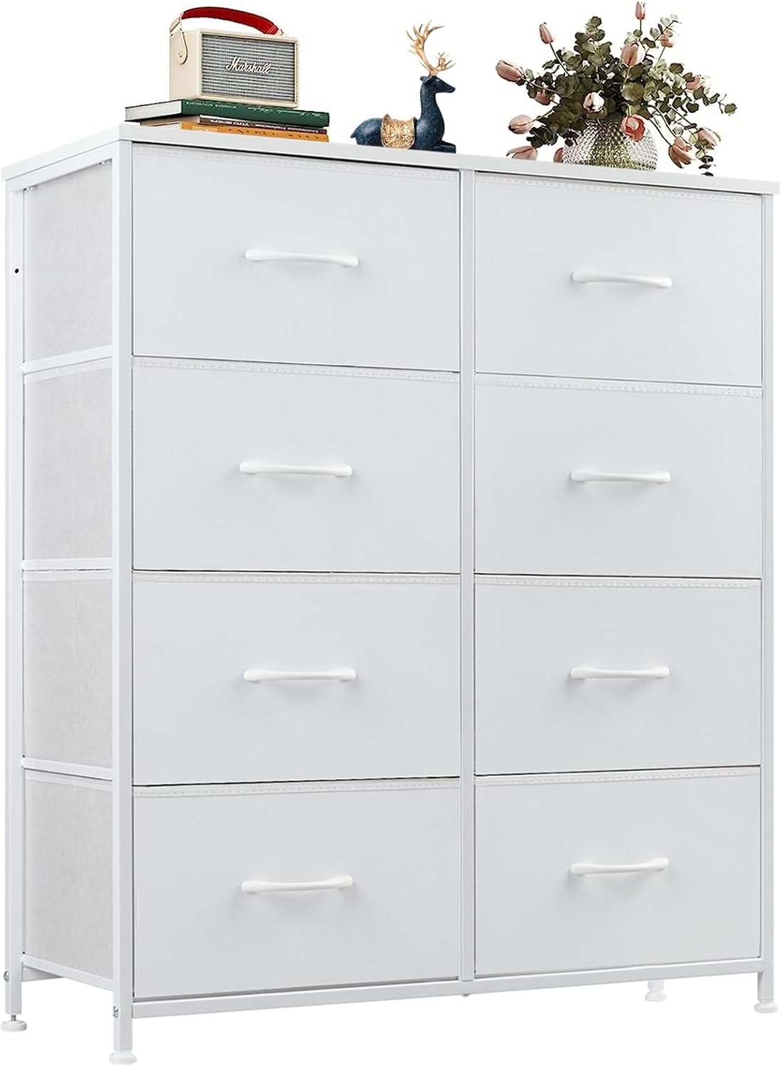 White 8-Drawer Fabric Storage Tower