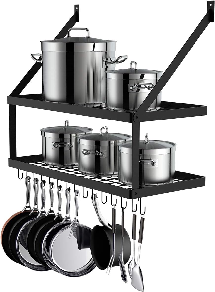 Matte Black 2-Tier Pot Rack