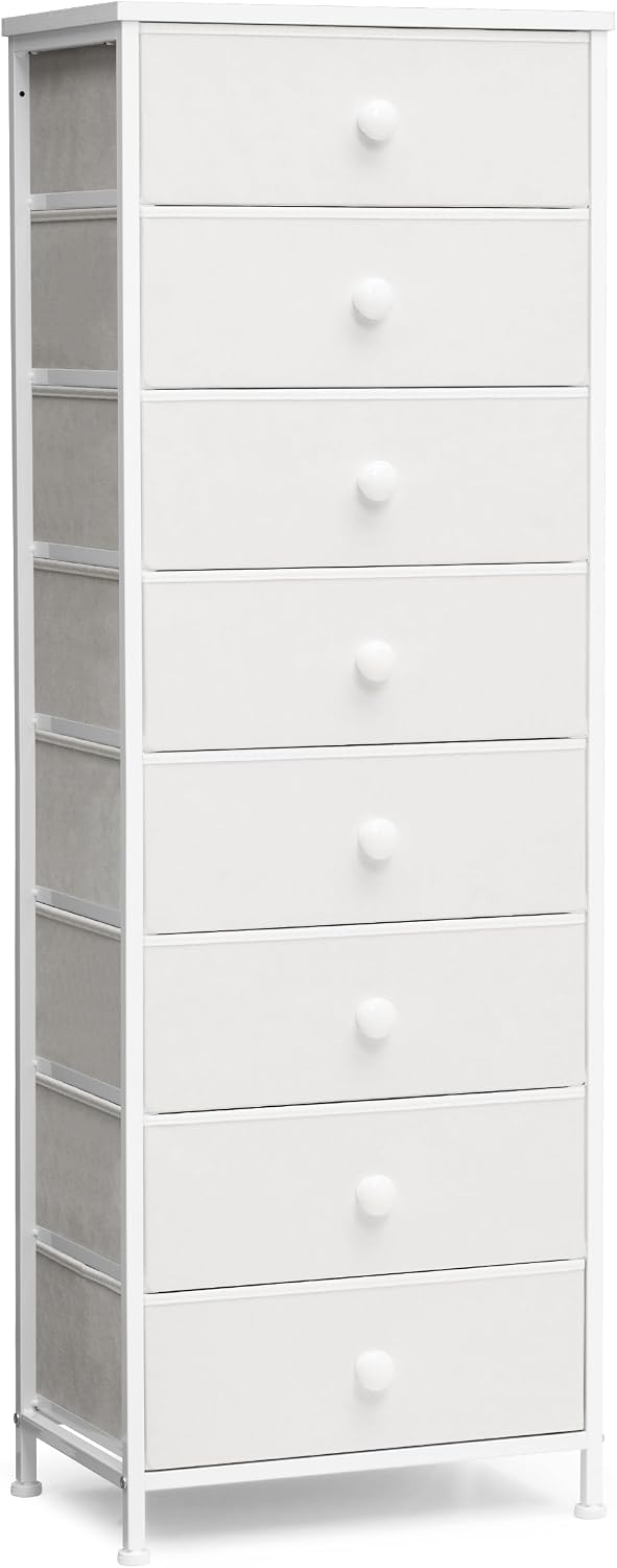 White 8-Drawer Fabric Dresser