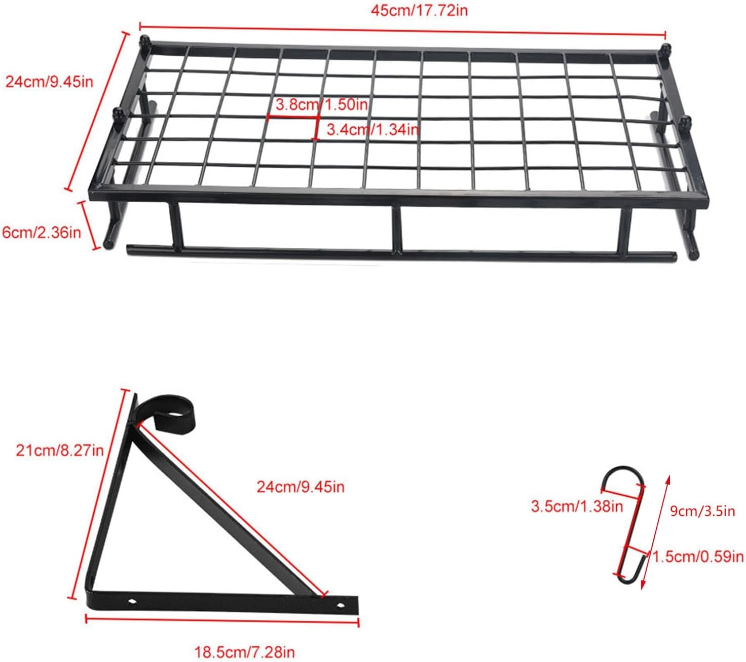 Black Multi-Mount Pot Rack with 10 Hooks