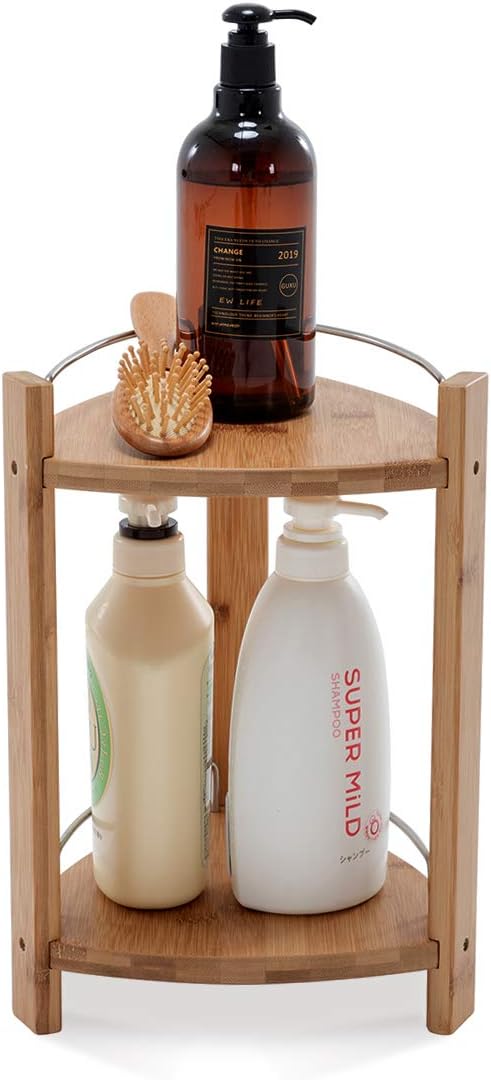 2-Tier Bamboo Corner Shower Caddy