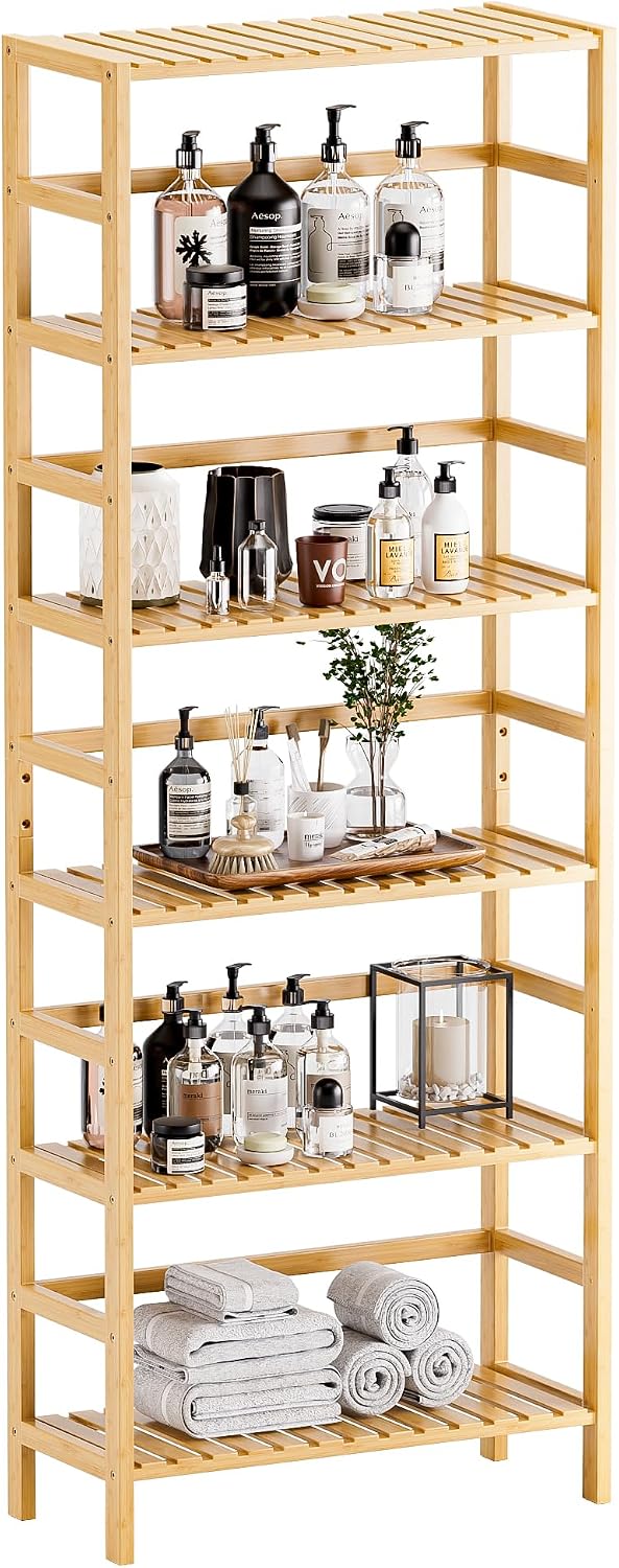 6-Tier Adjustable Bamboo Storage Shelf