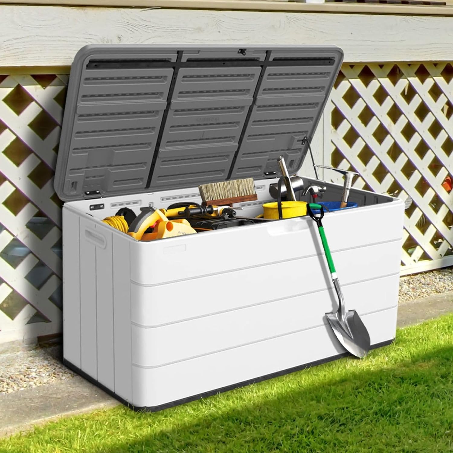 White 110 Gallon Resin Deck Box