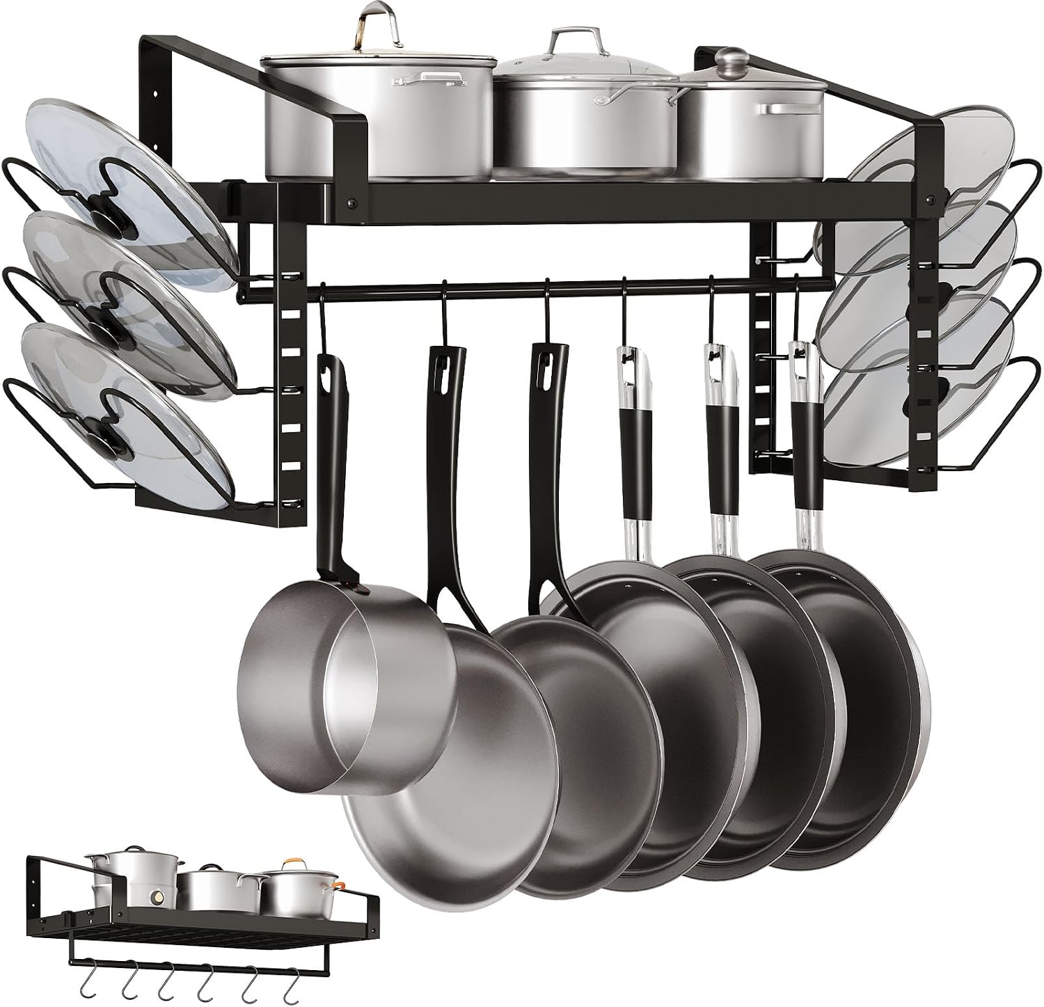 2pc Black Wall Pot Rack 12 Hooks