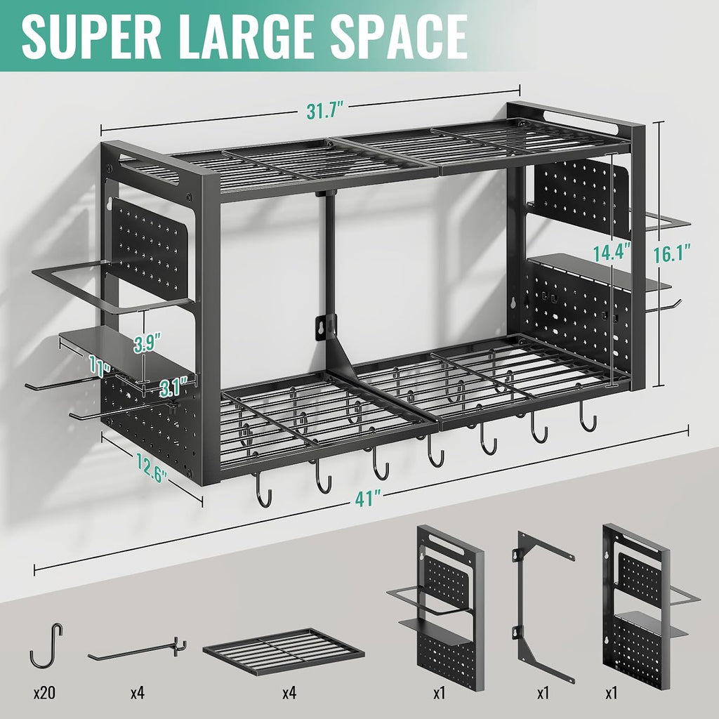 Black 2-Tier Pot Rack 20 Hooks