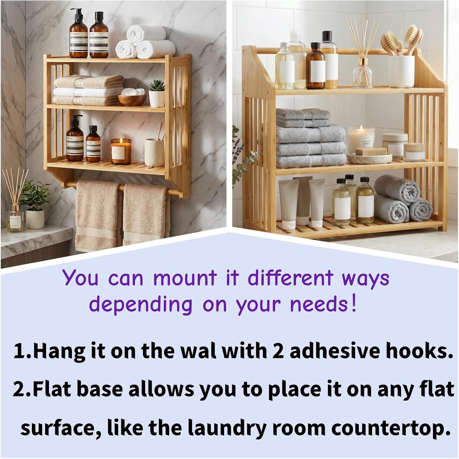 3-Tier Bamboo Over Toilet Storage Rack
