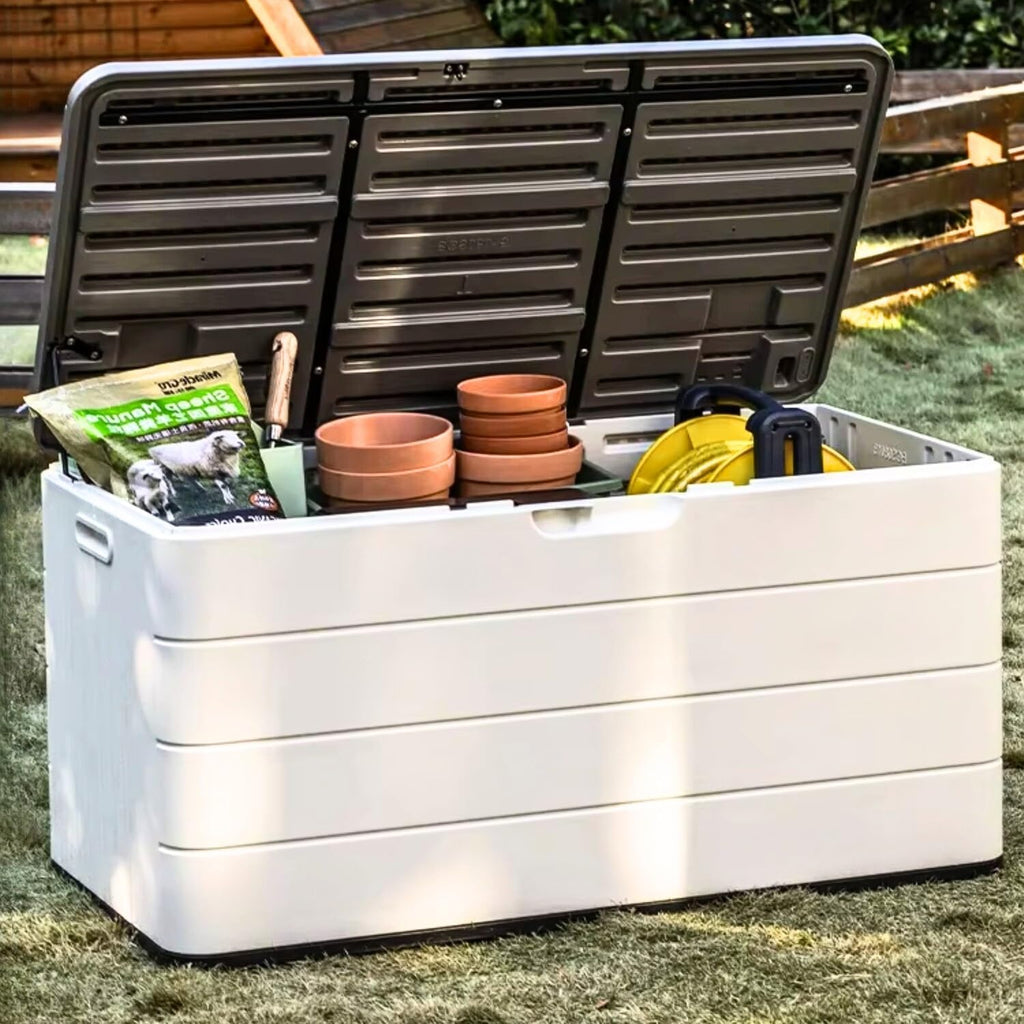 White 110 Gallon Resin Deck Box