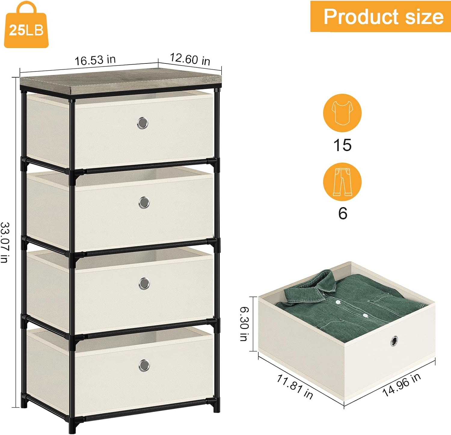 Off White Fabric Storage Chest