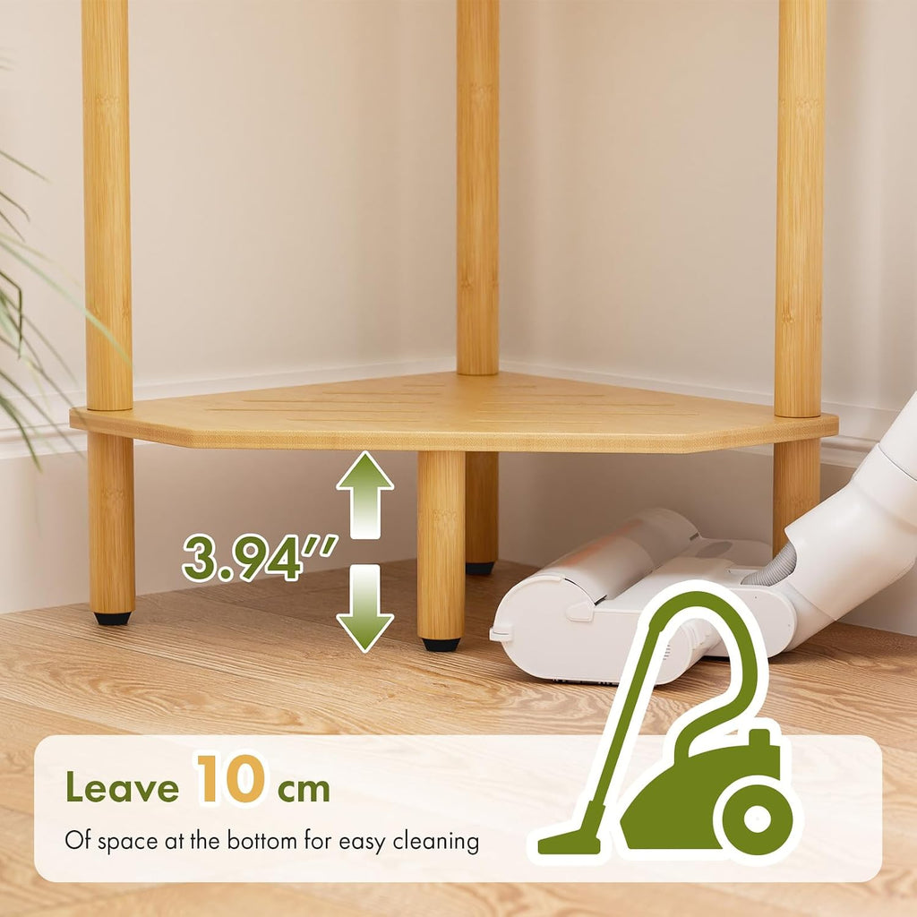 5 Tier Tall Bamboo Corner Storage Shelf