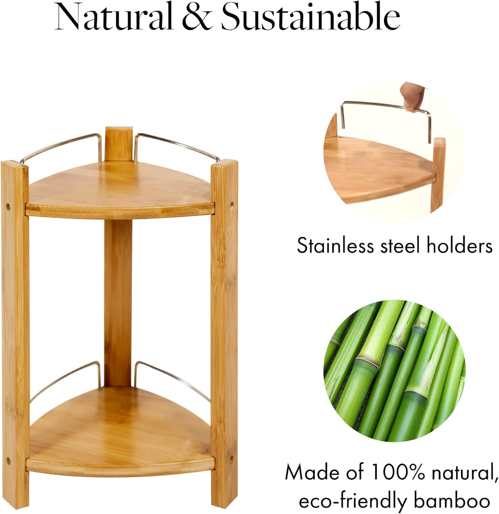 2-Tier Bamboo Corner Shower Caddy