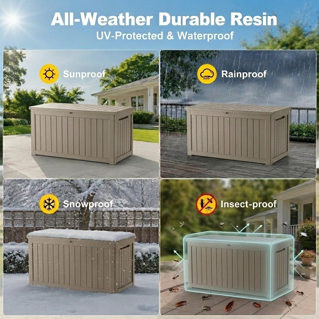 Gray 270 Gallon Resin Deck Box
