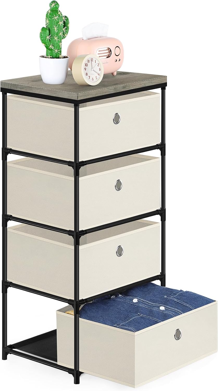 Off White Fabric Storage Chest