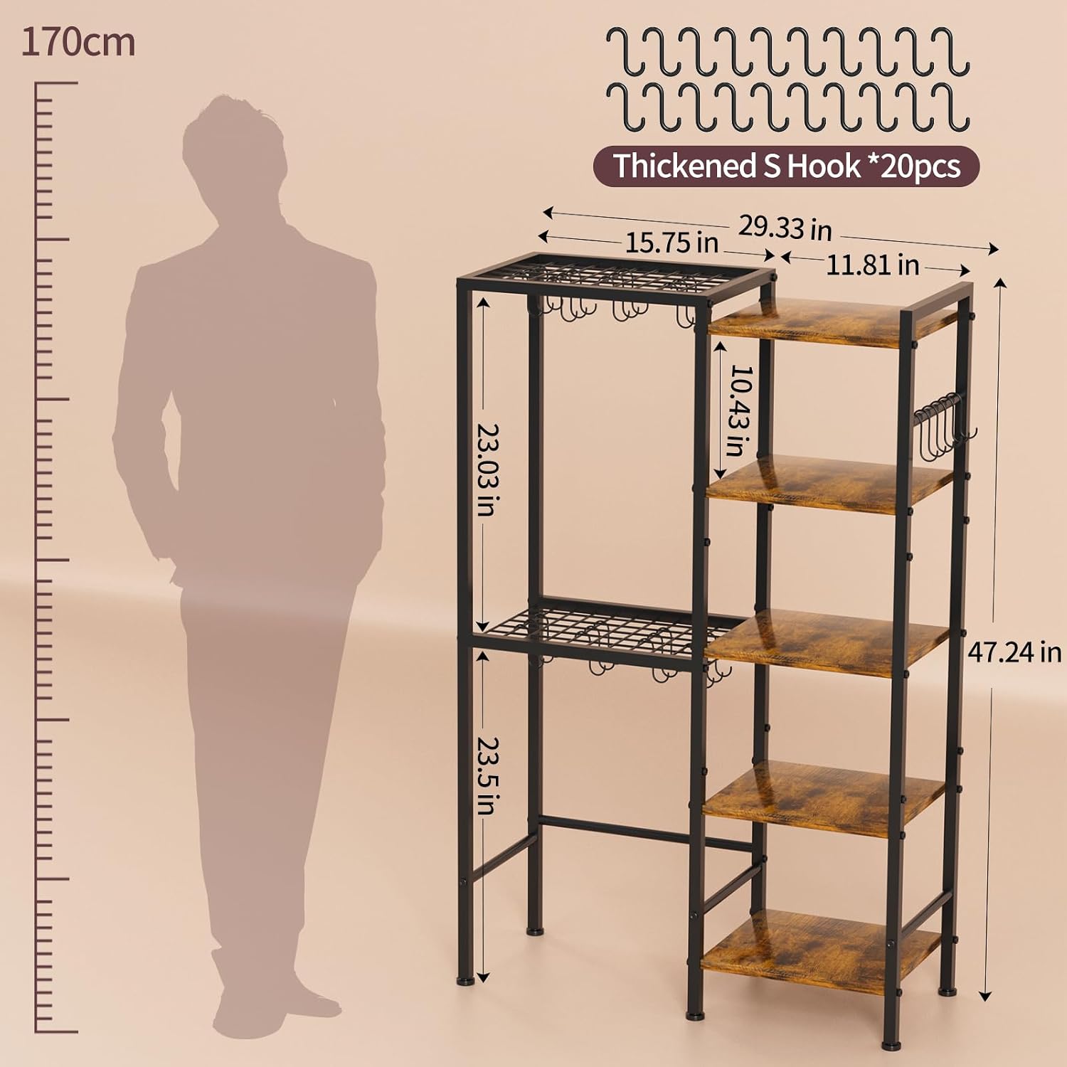5-Tier Freestanding Metal Pot Rack