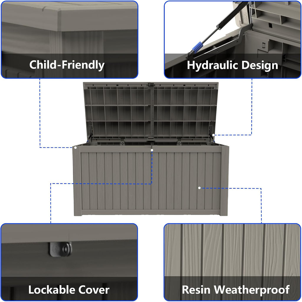 Gray 270 Gallon Resin Deck Box
