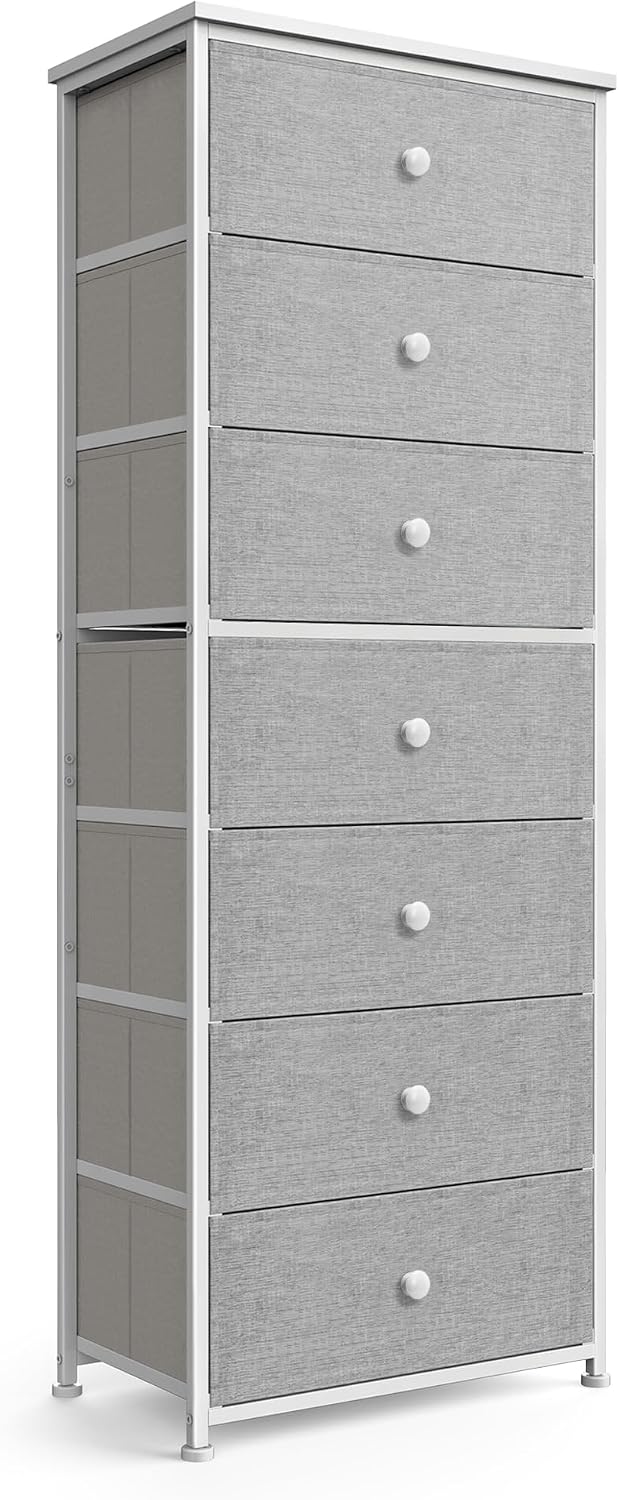 Light Grey 7-Drawer Fabric Dresser