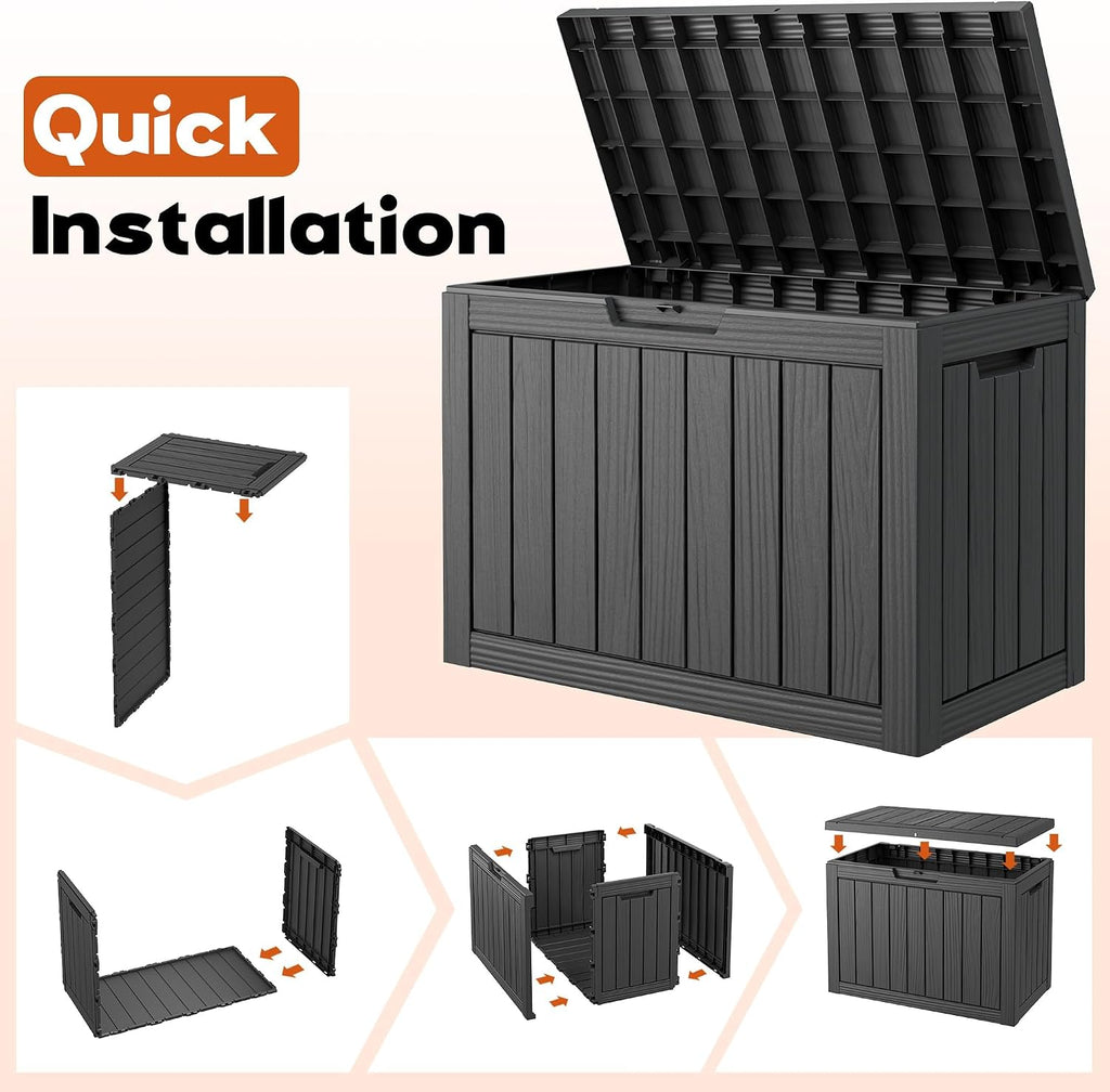 Black 50 Gallon Resin Deck Box