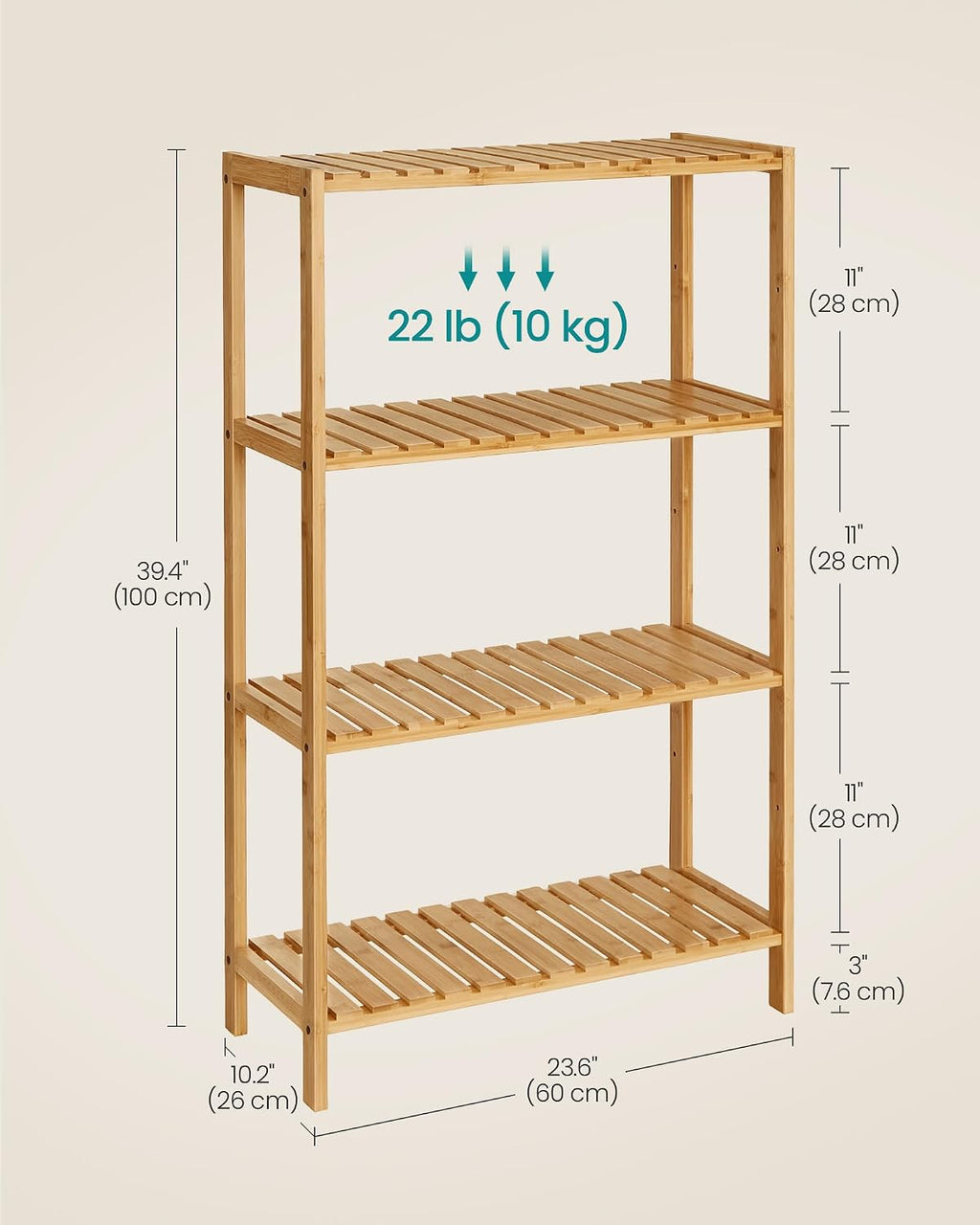 4-Tier Light Bamboo Multipurpose Storage Shelf