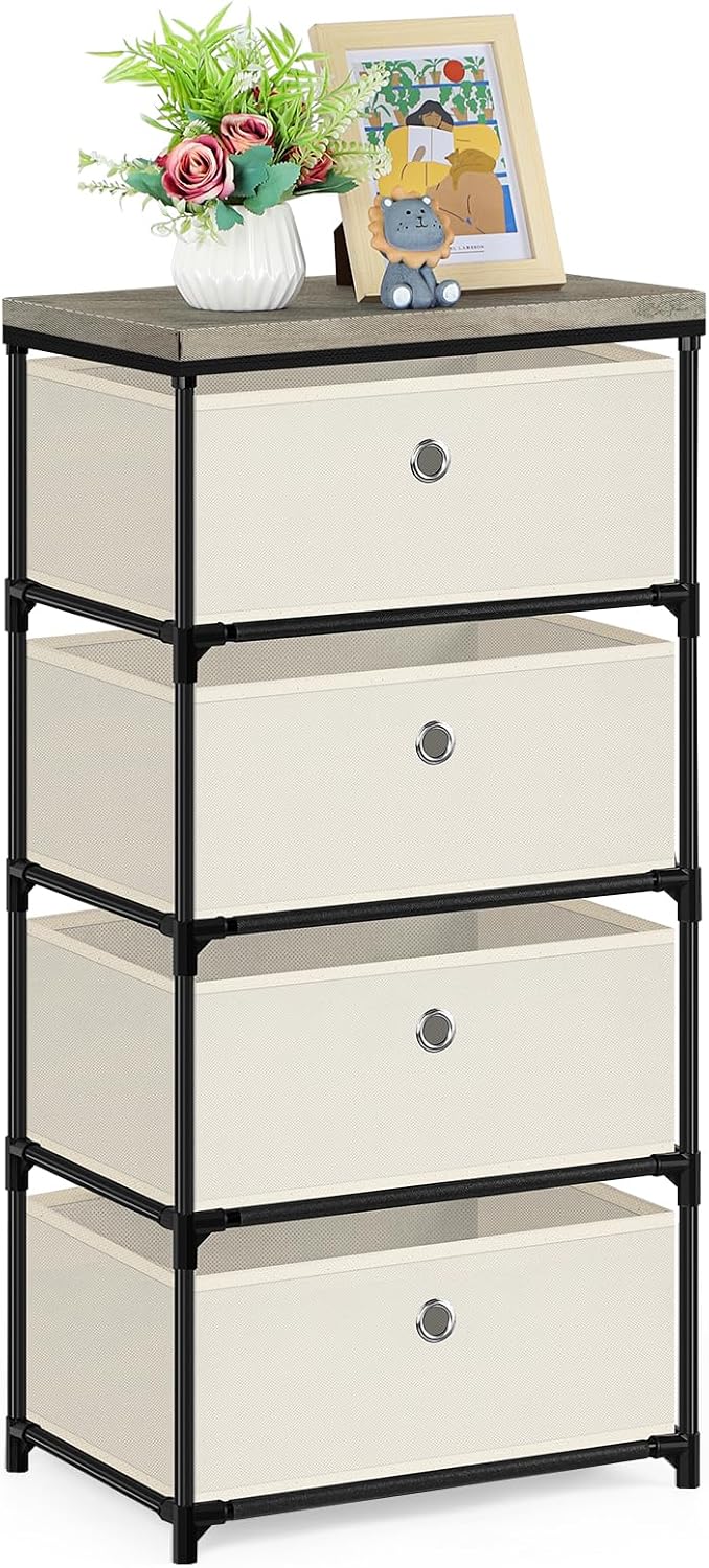 Off White Fabric Storage Chest