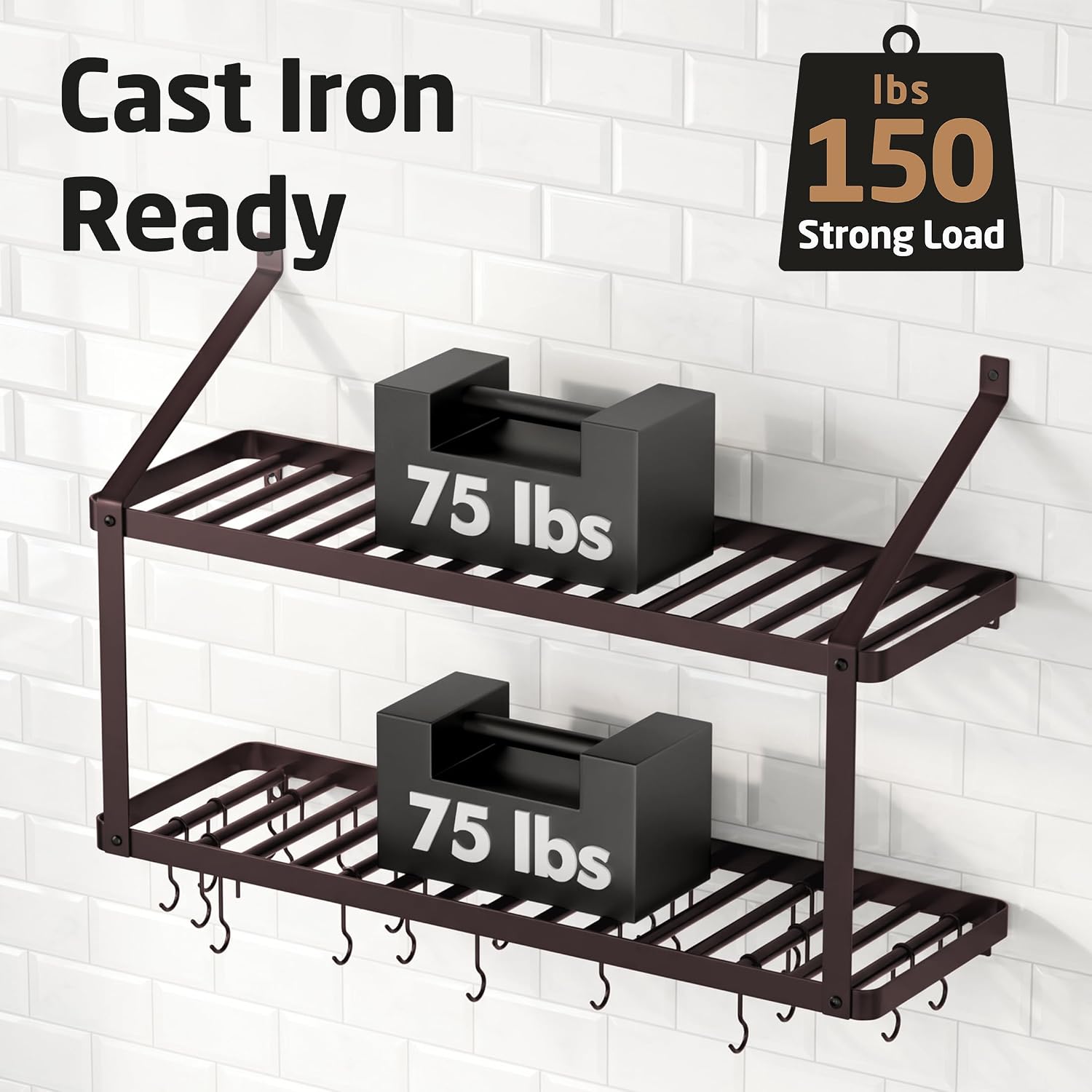 Bronze Heavy Duty Wall Pot Rack
