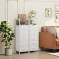 White Leather 5-Drawer Nightstand