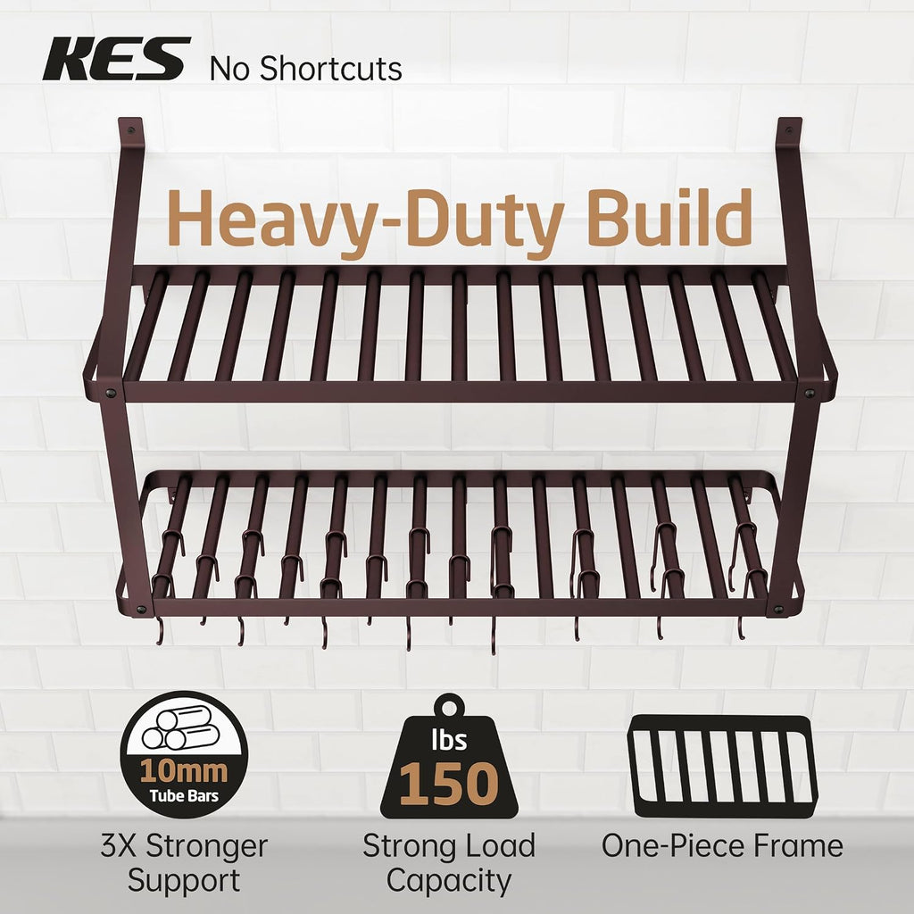 Bronze Heavy Duty Wall Pot Rack