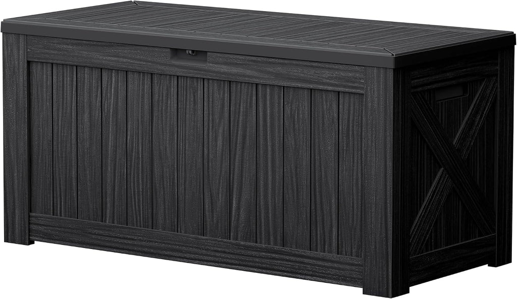 Black 120 Gallon Deck Storage Bench