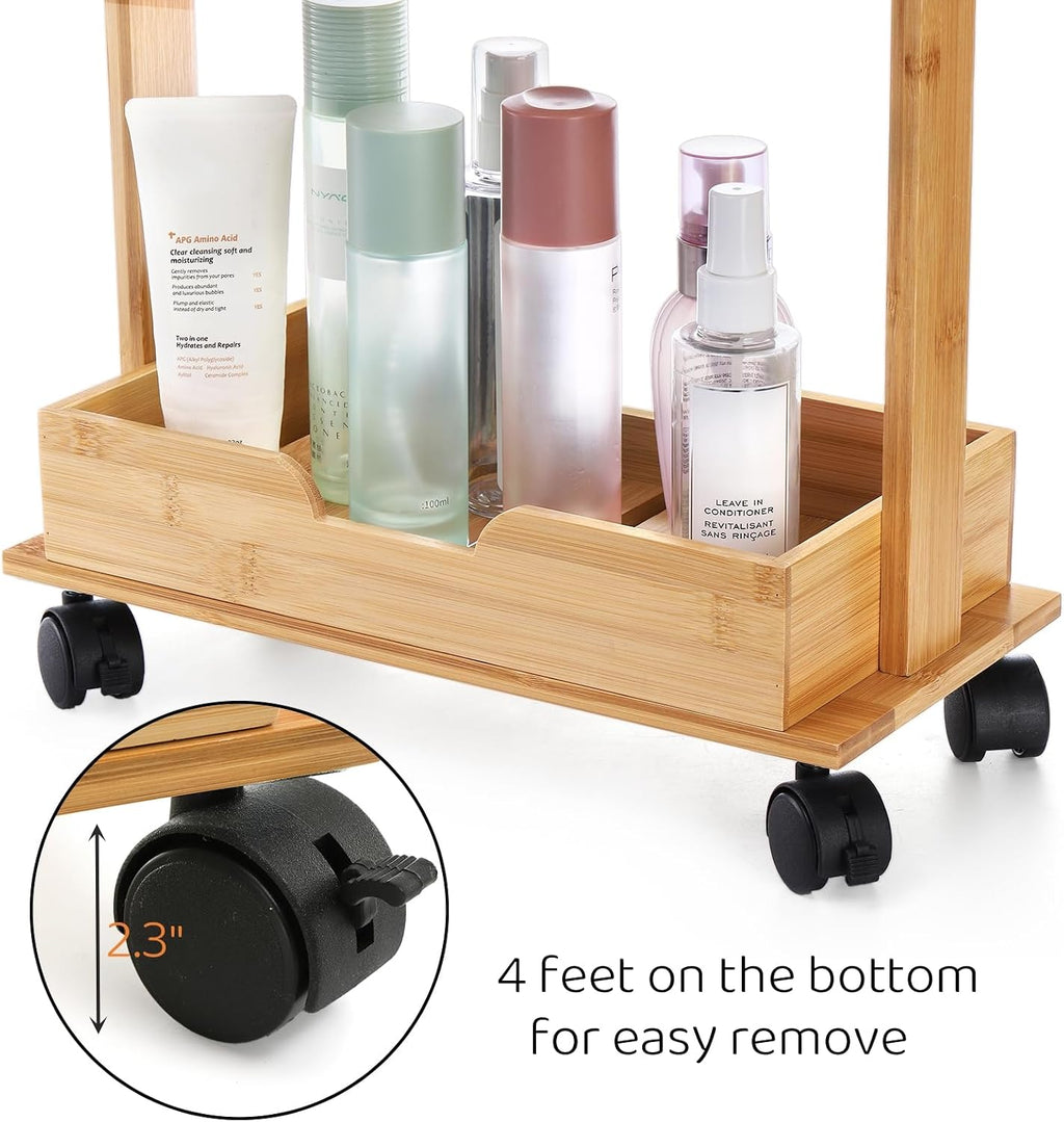 3-Tier Rolling Bamboo Corner Shower Caddy