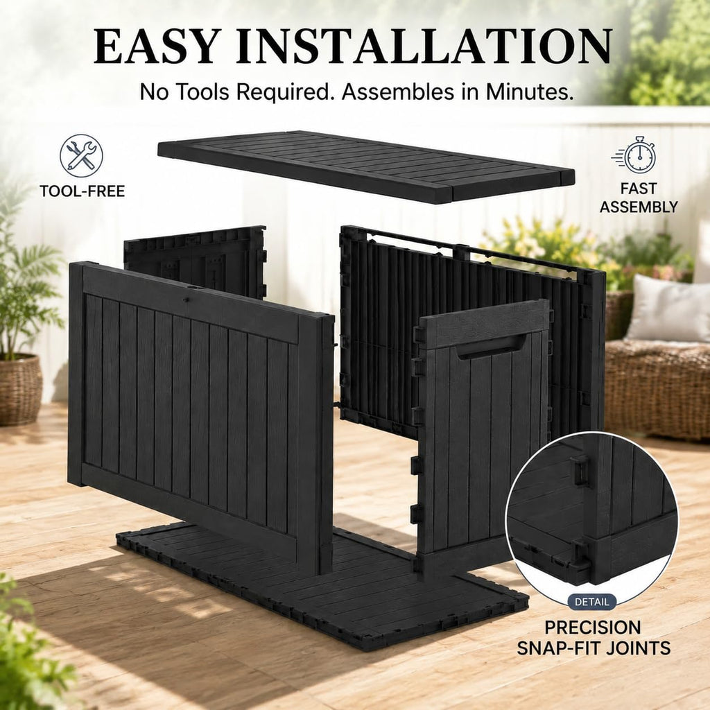 Black 270 Gallon Resin Deck Box