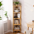 5 Tier Tall Bamboo Corner Storage Shelf