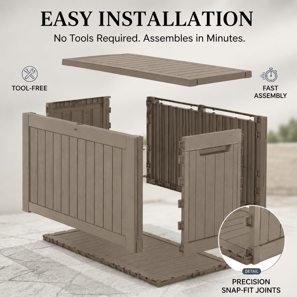 Gray 270 Gallon Resin Deck Box