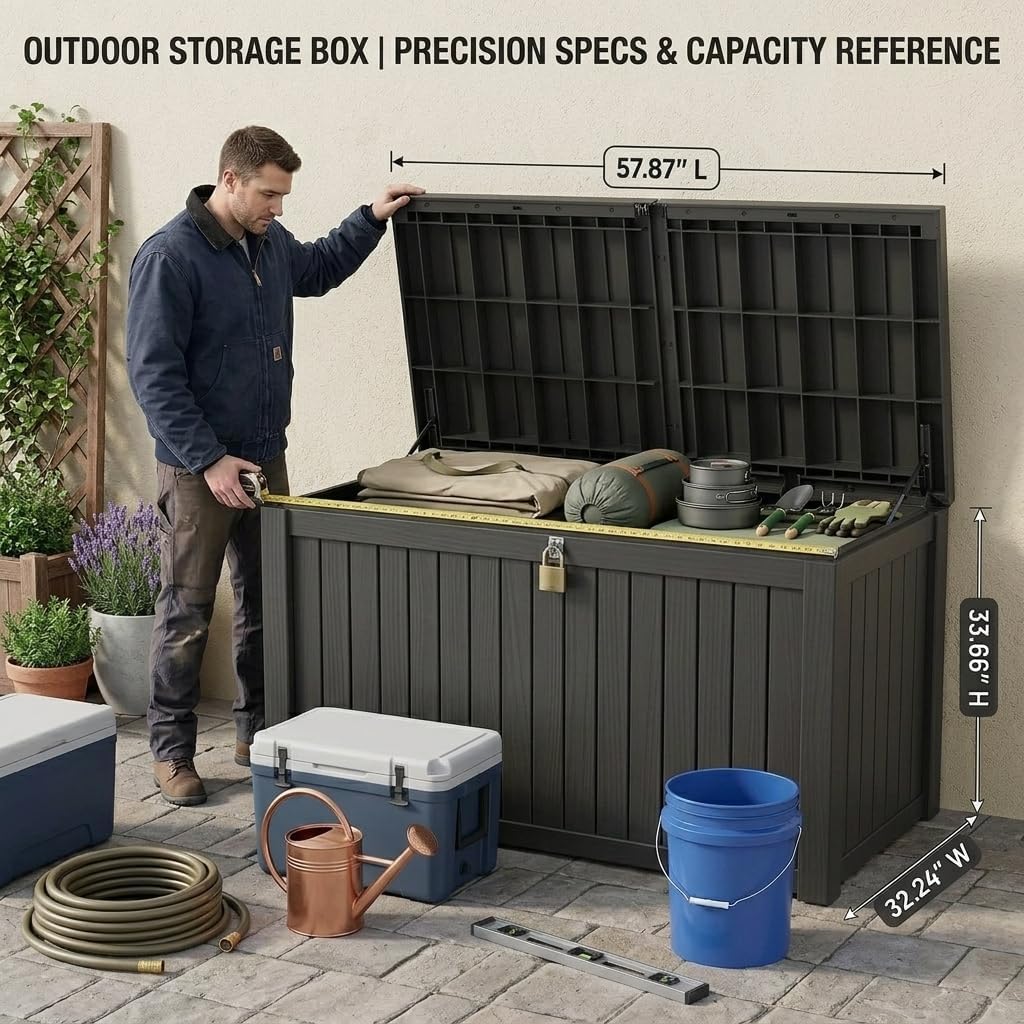 Black 270 Gallon Resin Deck Box