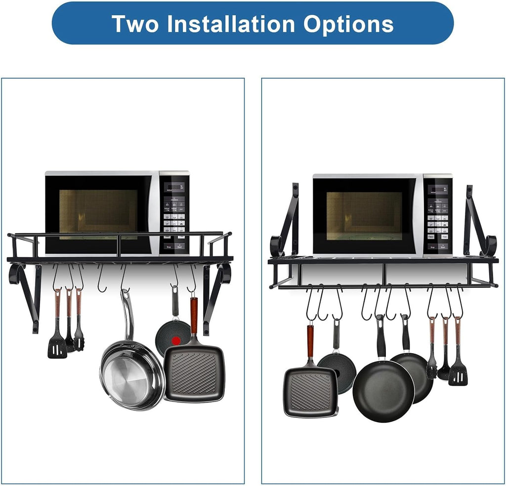 Black Multi-Mount Pot Rack with 10 Hooks