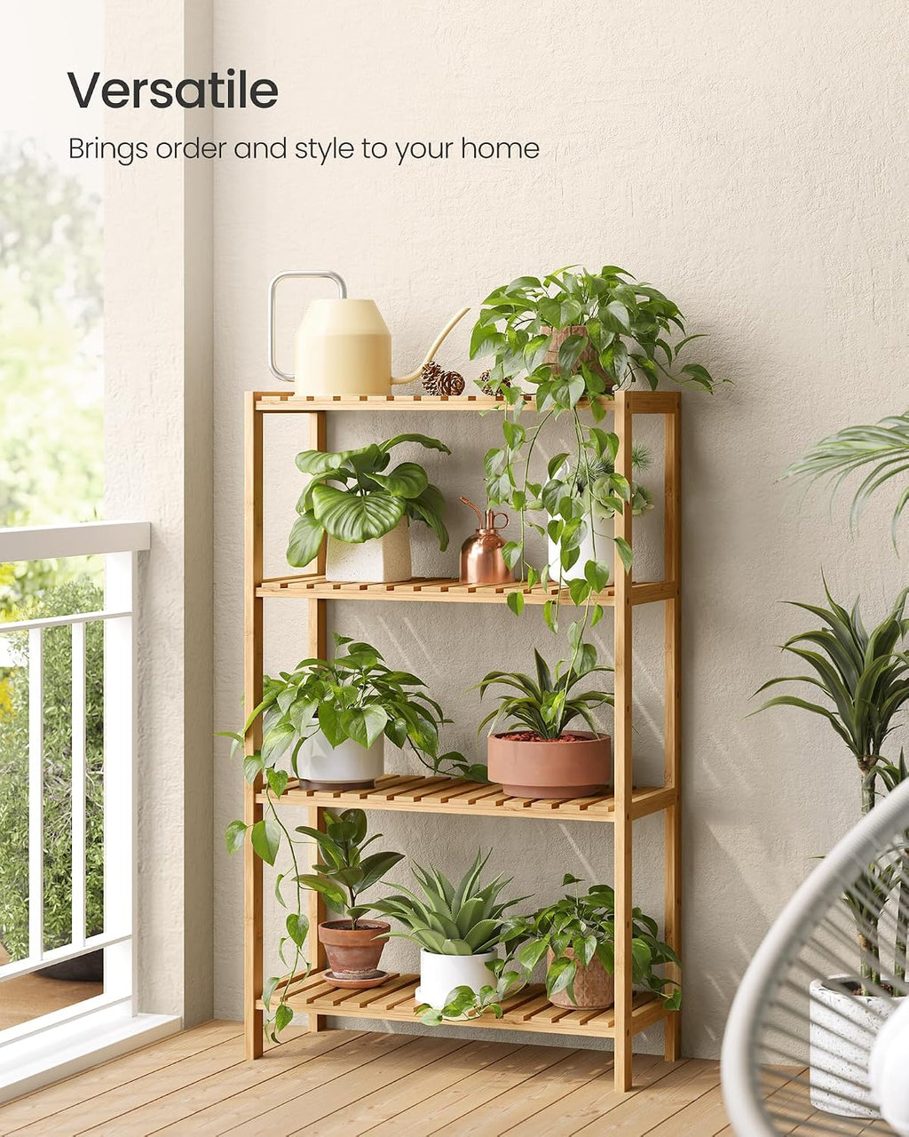 4-Tier Light Bamboo Multipurpose Storage Shelf
