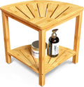 Bamboo Corner Shower Bench with Storage Shelf