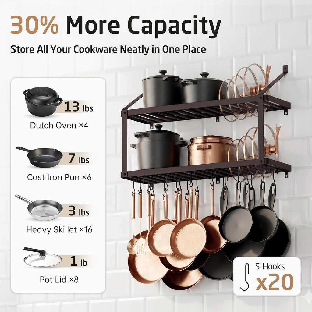Bronze Heavy Duty Wall Pot Rack