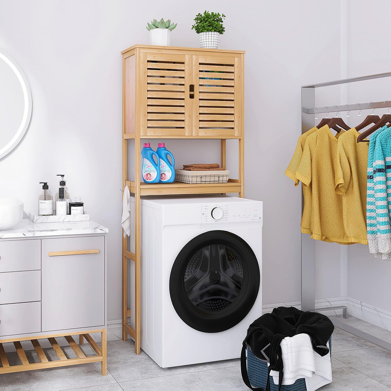 Natural Bamboo Bathroom Storage Set