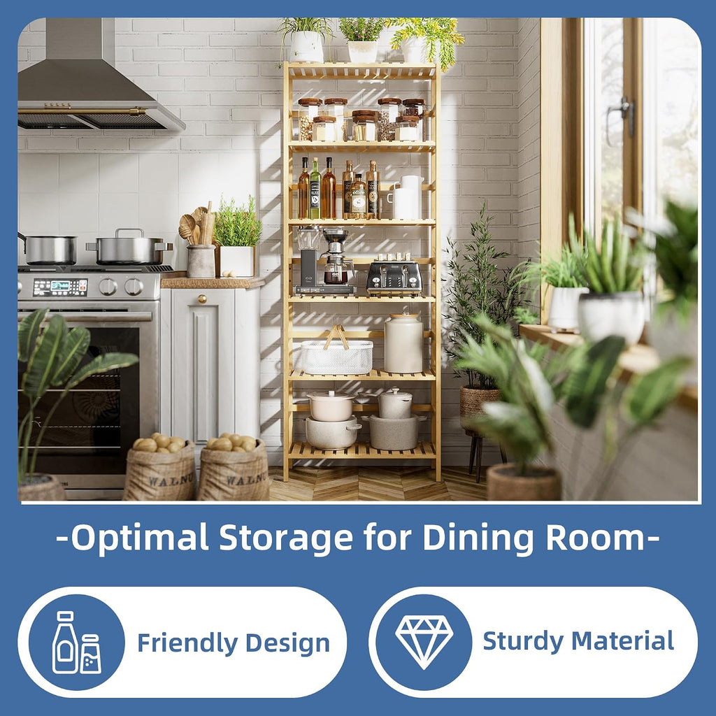 6-Tier Adjustable Bamboo Storage Shelf