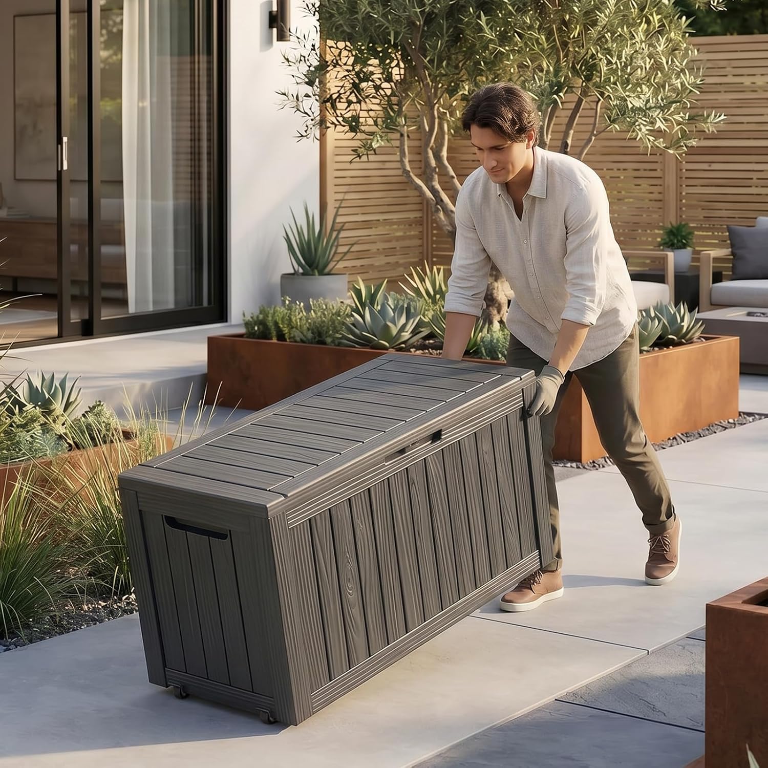 Black 100 Gallon Resin Deck Box
