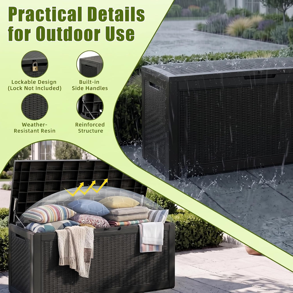 Black 120 Gallon Deck Box