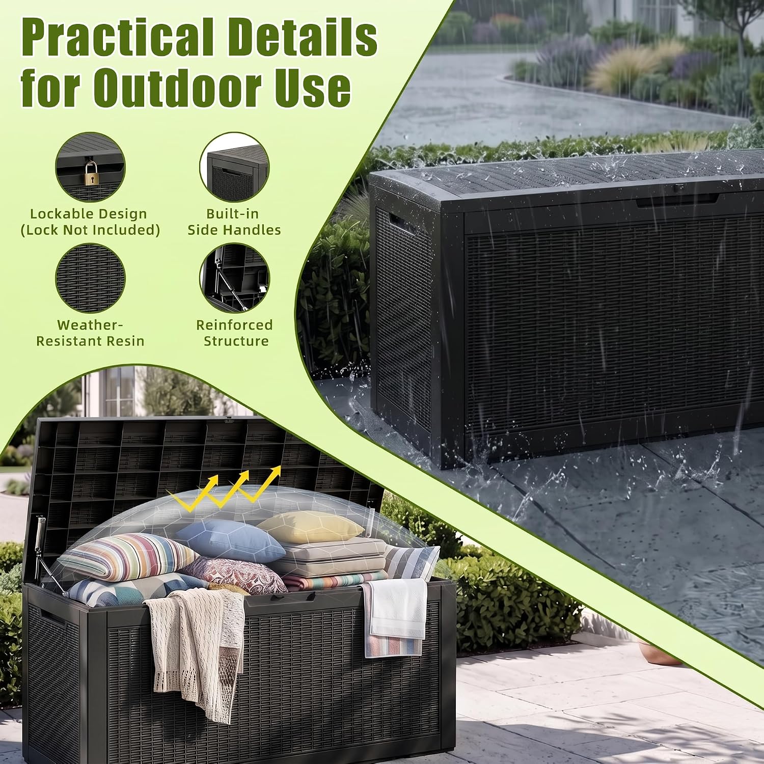 Black 120 Gallon Deck Box