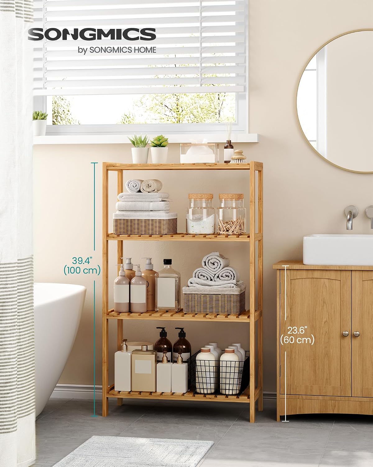 4-Tier Light Bamboo Multipurpose Storage Shelf