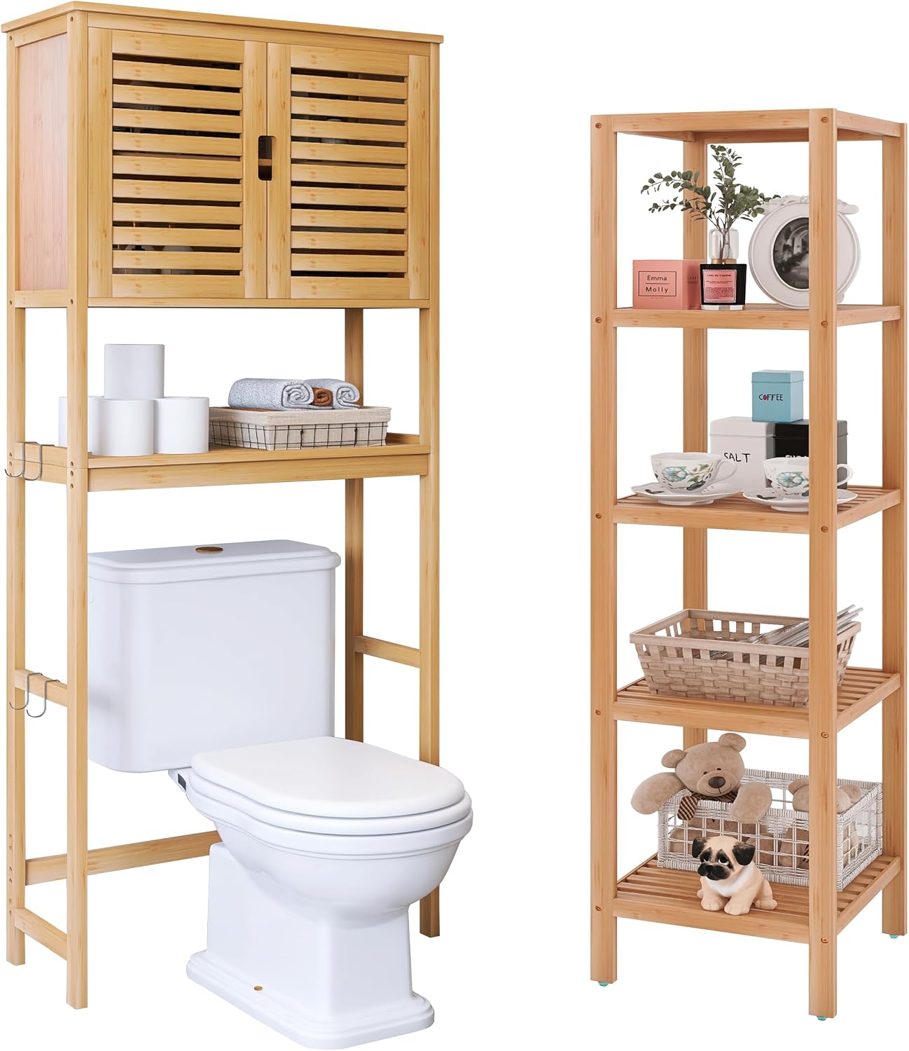Natural Bamboo Bathroom Storage Set