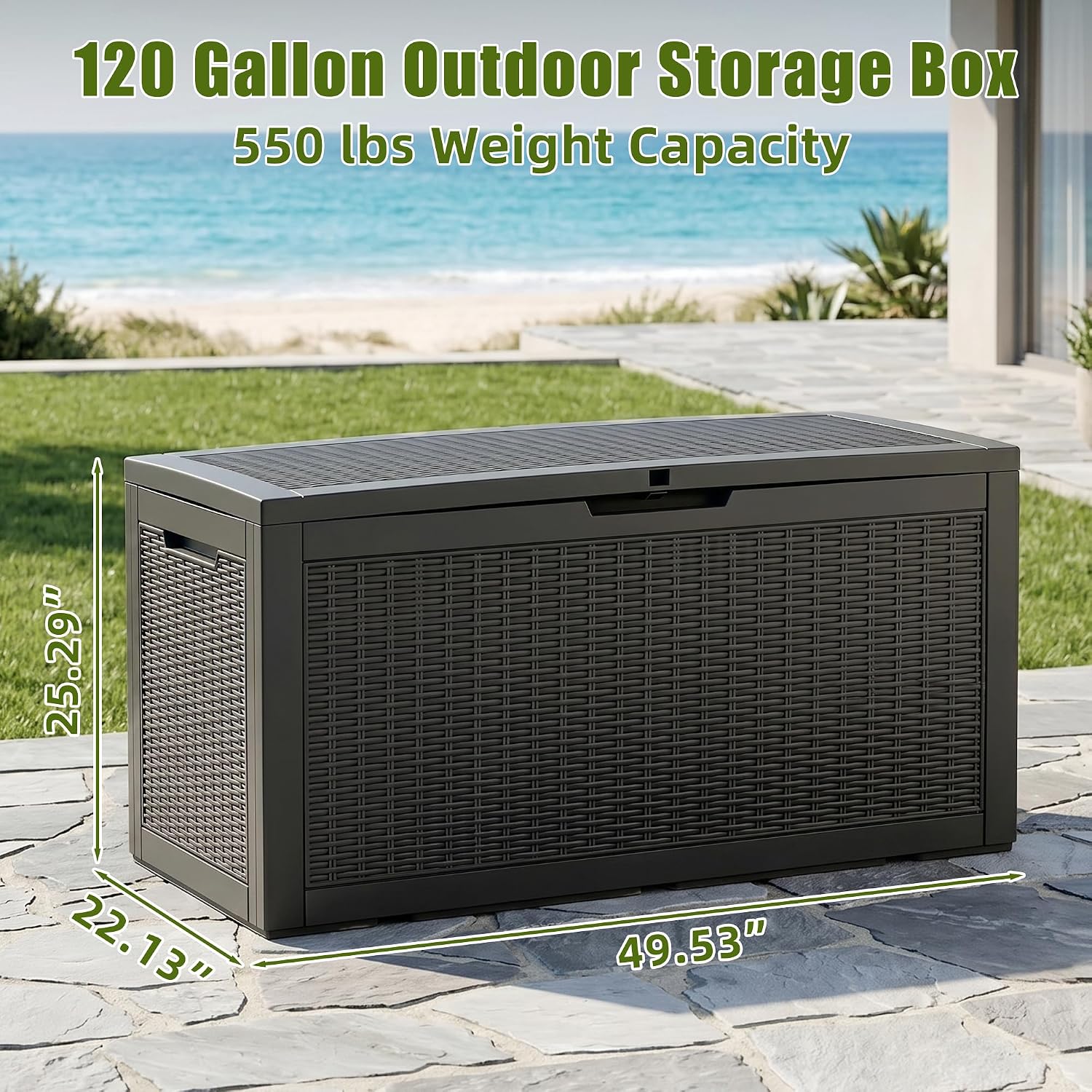 Black 120 Gallon Deck Box