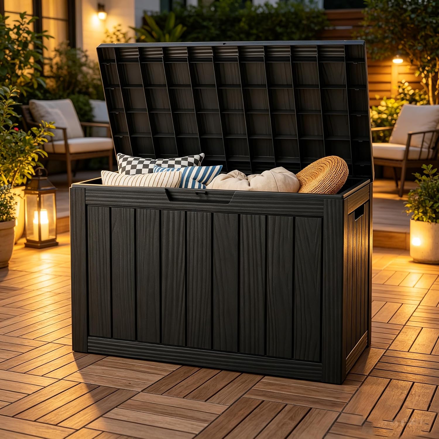 Black 50 Gallon Resin Deck Box