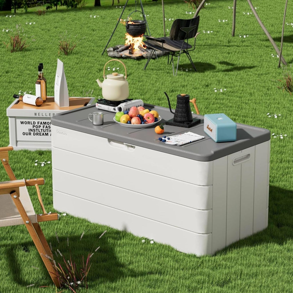 White 110 Gallon Resin Deck Box