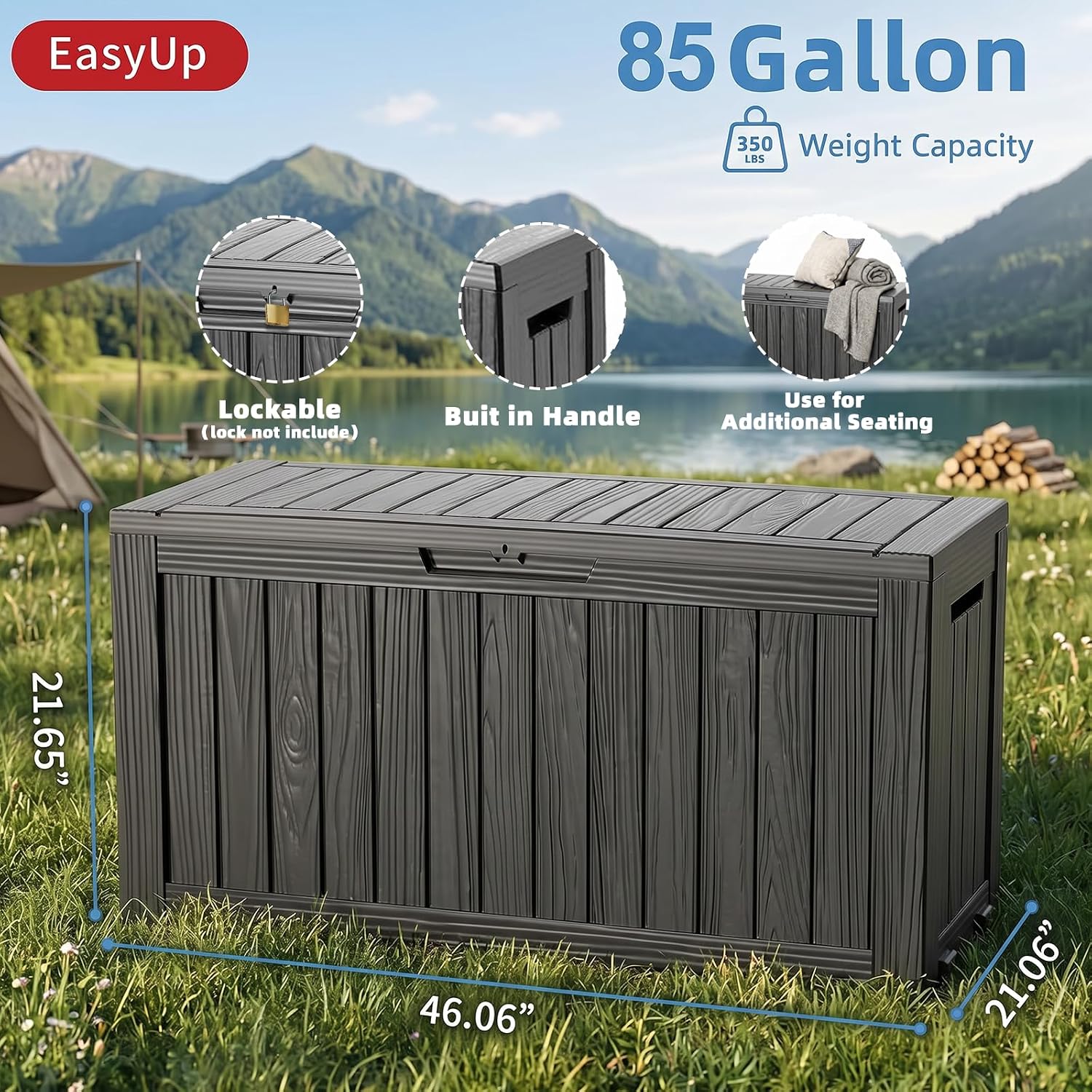 Black 100 Gallon Resin Deck Box