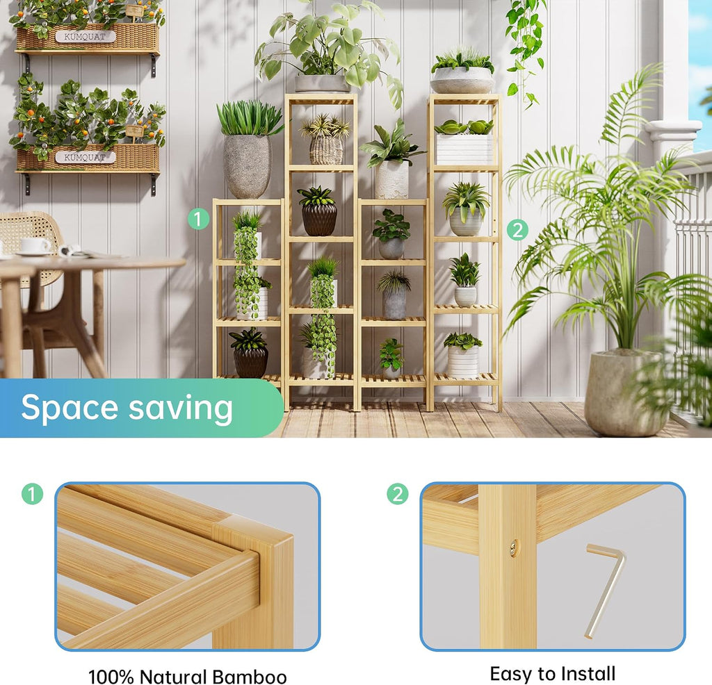 5-Tier Natural Bamboo Multipurpose Storage Rack